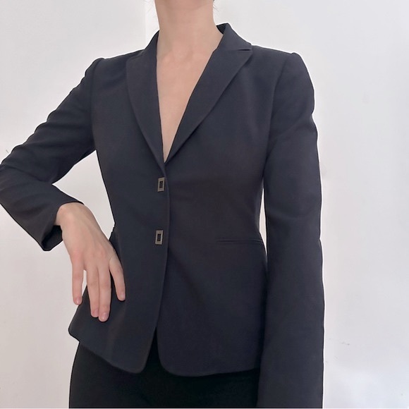 TAHARI ASL NAVY RAYON FITTER SHORT BUTTONED BLAZER XS - Picture 2 of 9